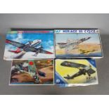 ESCI, Nichimo, Other - Four boxed plastic model aircraft kits in various scales.