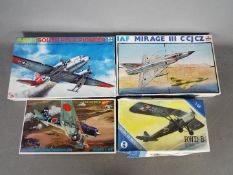 ESCI, Nichimo, Other - Four boxed plastic model aircraft kits in various scales.