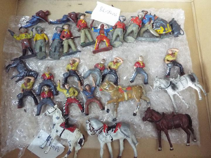 Britains, Unknown Makers - A large unboxed collection of vintage metal civilian figures and animals, - Image 2 of 4