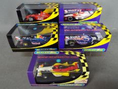 Scalextric - 5 x racing cars including an A1 GP car and 4 x Dallara Indy cars in various liveries.