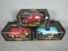 Bburago - Three boxed diecast model vehicles in 1:18 scale.