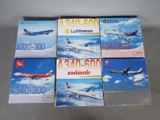 Dragon Wings - A group of six boxed diecast 1:400 scale model aircraft in various carrier liveries