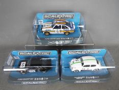 Scalextric - three 1:32 scale Scalextric cars comprising Volkswagon Beetle #C3745,