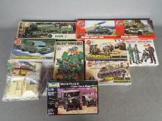 Airfix, Revell, Tamiya - 11 boxed / packeted model kits in various scales.
