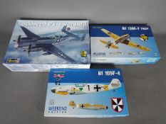 Revell; Eduard - Three boxed 1:48 scale plastic model military aircraft kits.