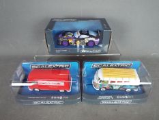 Scalextric - three 1:32 scale Scalextric cars comprising Volkswagen Camper Van Type 1b #C3891,