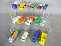 Matchbox - A group of 15 x unboxed vehicles including # 21 Bedford Duple luxury coach,