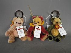 Charlie Bears - 3 x Mini Mohair Keyring bears, Sandal, Slipper and Welly.