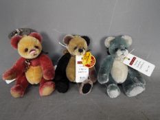 Charlie Bears - 3 x Mini Mohair Keyring limited edition bears, Slipper, Loafer and Iceskate.