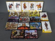 HaT, Strelets - A collection of 18 boxed 1:72 scale plastic model soldier kits.