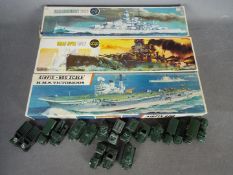 Matchbox - Airfix - A group of 18 x Matchbox military vehicles and 3 x empty Airfix boxes including