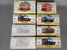 Corgi - A fleet of 8 x trucks and buses including 97956 Foden flatbed in Pickfords livery,