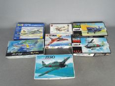 Airfix, Revell, Hasegawa, Fujimi - Seven boxed plastic model kits in various scales.