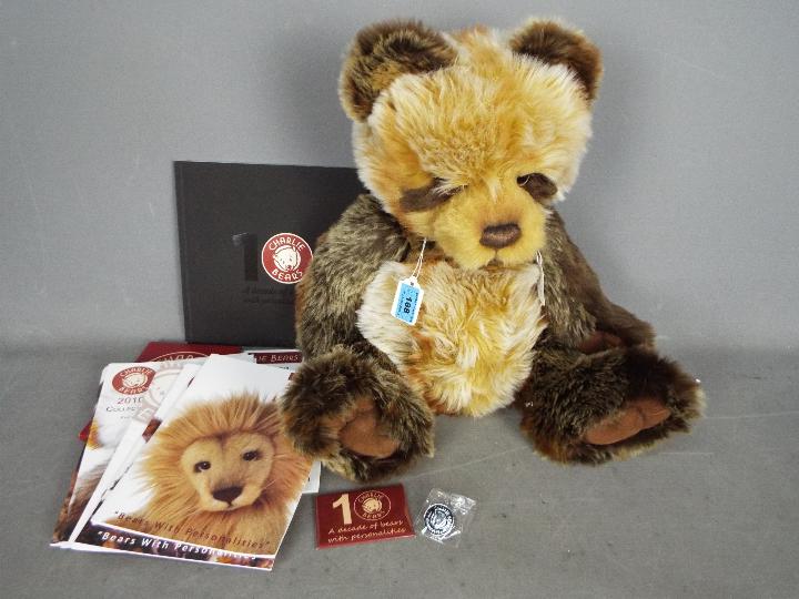 Charlie Bears - Jayden bear and 10 Charlie Bear brochures and other related items.