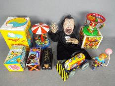 Technofix, Yone, Other - A collection of seven boxed and unboxed vintage and modern tinplate toys,