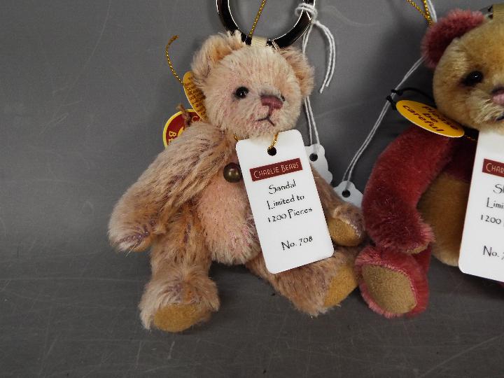 Charlie Bears - 3 x Mini Mohair Keyring bears, Sandal, Slipper and Welly. - Image 2 of 5