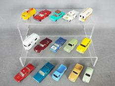 Matchbox - A collection of 15 x vehicles including # 59 Ford Thames van, # 57 Wolseley 1500,