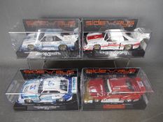 Sideways - 4 x slot cars including 2 x Ford Mustang Turbo and 2 x Ford Capri Zakspeed Group 5