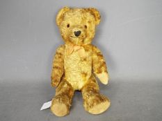 An unmarked vintage teddy bear.