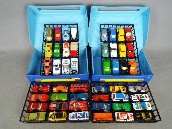 Matchbox - Corgi - 2 x Matchbox carry cases complete with 4 x trays and 48 x cars including Corgi