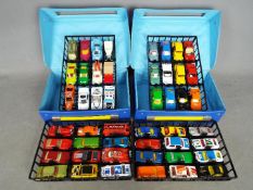 Matchbox - Corgi - 2 x Matchbox carry cases complete with 4 x trays and 48 x cars including Corgi