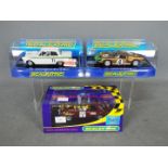 Scalextric - A group of 3 x slot cars, Ford GT40,
