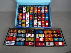 Matchbox - A Matchbox carry case complete with 48 vehicles in 4 x trays including # 9 Ford Escort