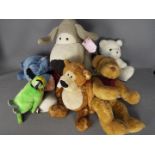 Keel Toys, Ark Toys - Gund - A group of 6 x soft toys including an Ark Toys parrot,