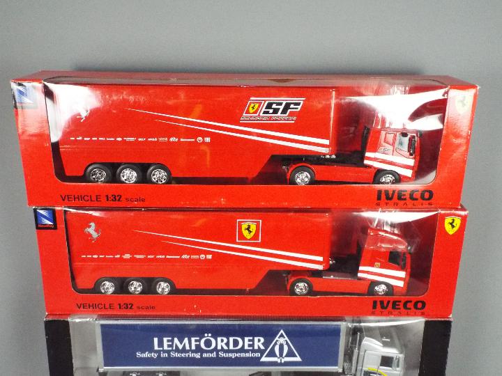 NewRay - A fleet of 4 x trucks in 1:32 scale including 2 x Iveco Straulis Ferrari F1 Team trucks, - Image 3 of 3