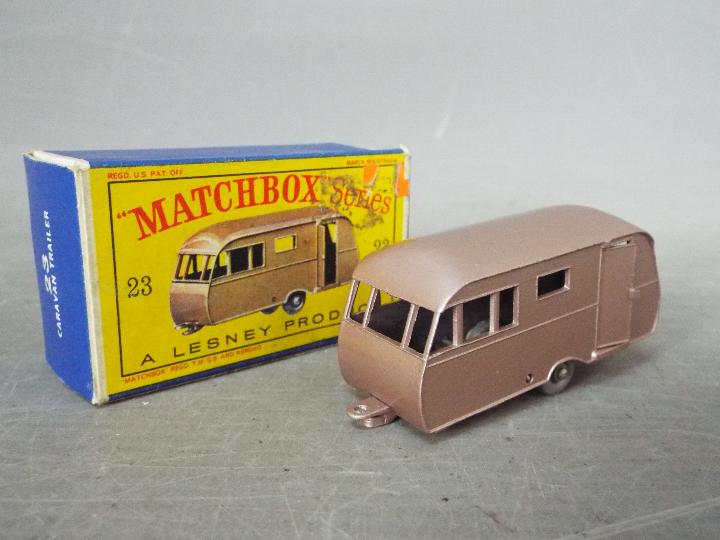 Matchbox, Lesney - A boxed Matchbox Regular Wheels #23c Bluebird Dauphine Caravan.