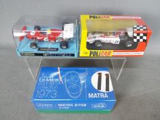 Slot-it - Policar - Scalextric - 3 x slot cars including Slot-it Matra 670B, Policar Lotus 72,