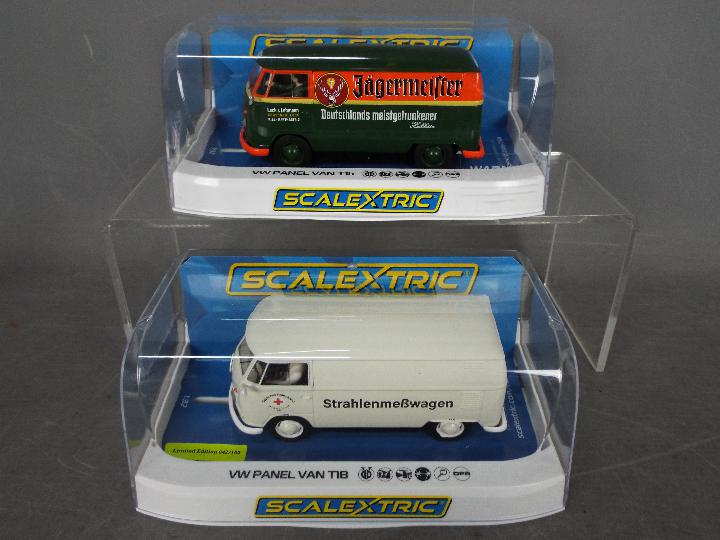 Scalextric - 2 x Volkswagen T1b panel vans including limited edition Strahlenmesswagen - Radiation