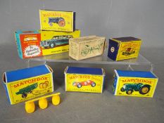 Matchbox, Corgi Toys, Britains - A collection of seven EMPTY diecast model boxes.