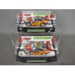 Scalextric - 2 x Pixar Cars Lightning McQueen models in the rare chrome finish,