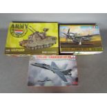 ESCI, Tamiya, Humbrol - Three boxed plastic model kits in various scales.