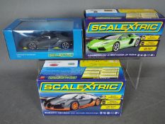 Scalextric - 3 x cars, Bugatti Veyron, Lamborghini Aventador LP700-4, Lamborghini Centenario.