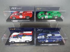 Flyslot - 4 x Lola T70 Mk3B models including 1969 Sebring car, 1970 Mangy Cours car,