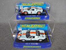 Scalextric - 2 x cars, Ford GT and Ford GT40 in Gulf colours. # C3324, # C3325.