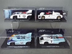 Flyslot - 4 x Porsche racing models including 917 Spyder test car in dirty finish,