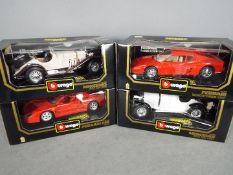 Bburago - 4 x cars in 1:18 scale including Mercedes Benz SSK, Ferrari F40,