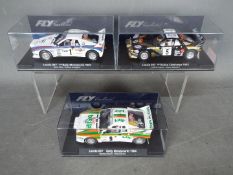 Flyslot - 3 x Lancia 037 models, 1983, Montecarlo Rally car in Martini livery,