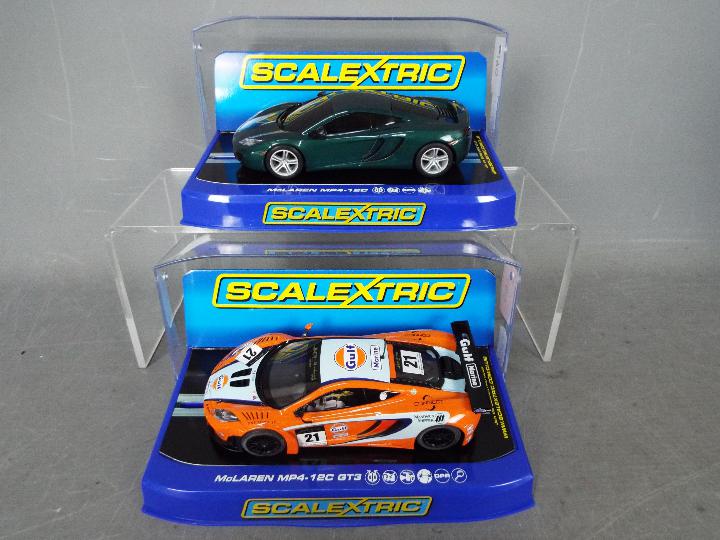 Scalextric - 2 x McLaren MP4-12C models,