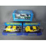 Scalextric - 3 x Chevrolet models, a Monte Carlo and 2 x Corvette C6R GT2 models,