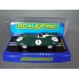 Scalextric - A Jaguar D type driven by Mike Hawthorn and Desmond Titterington at Dundrod in 1955.