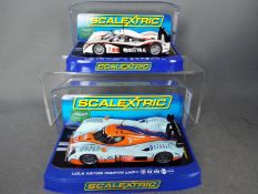 Scalextric - 2 x Lola Aston Martin racing cars,