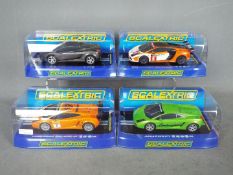 Scalextric - 4 x Lamborghini Gallardo models including GT model in orange and white, a GT in grey,
