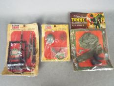 Palitoy, Action Man, Other - Three carded Action Man uniforms.