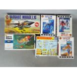 Airfix, Imai, Italeri, Hasegawa - Six plastic model kits in various scales.