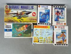 Airfix, Imai, Italeri, Hasegawa - Six plastic model kits in various scales.