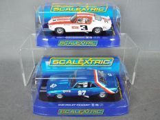 Scalextric - 2 x Chevrolet Camaro race cars,